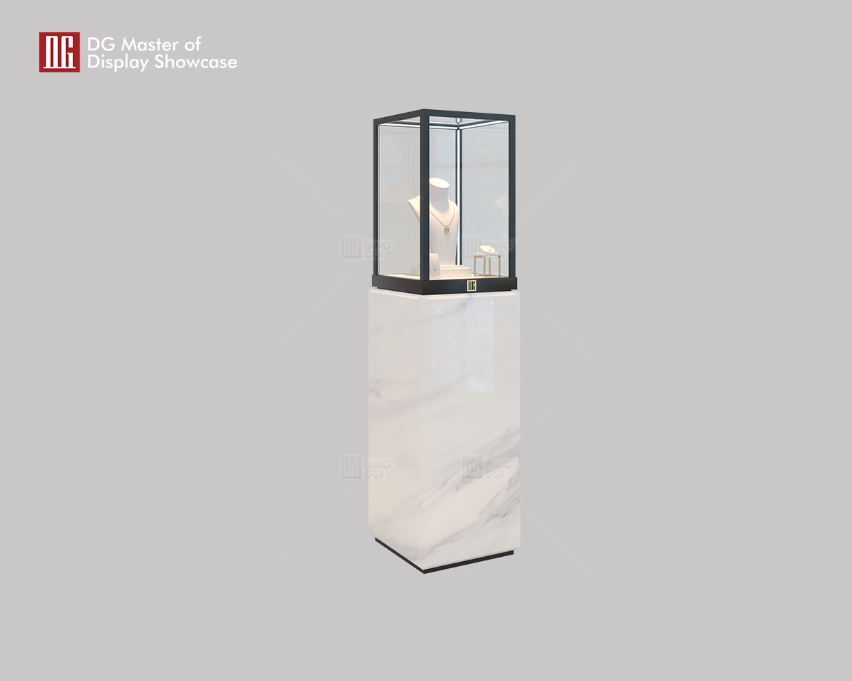 Luxury Upright Display Cabinet by DG: Premium Marble, Smart Lock, Adjustable Lighting | One-Stop Solution. 7
