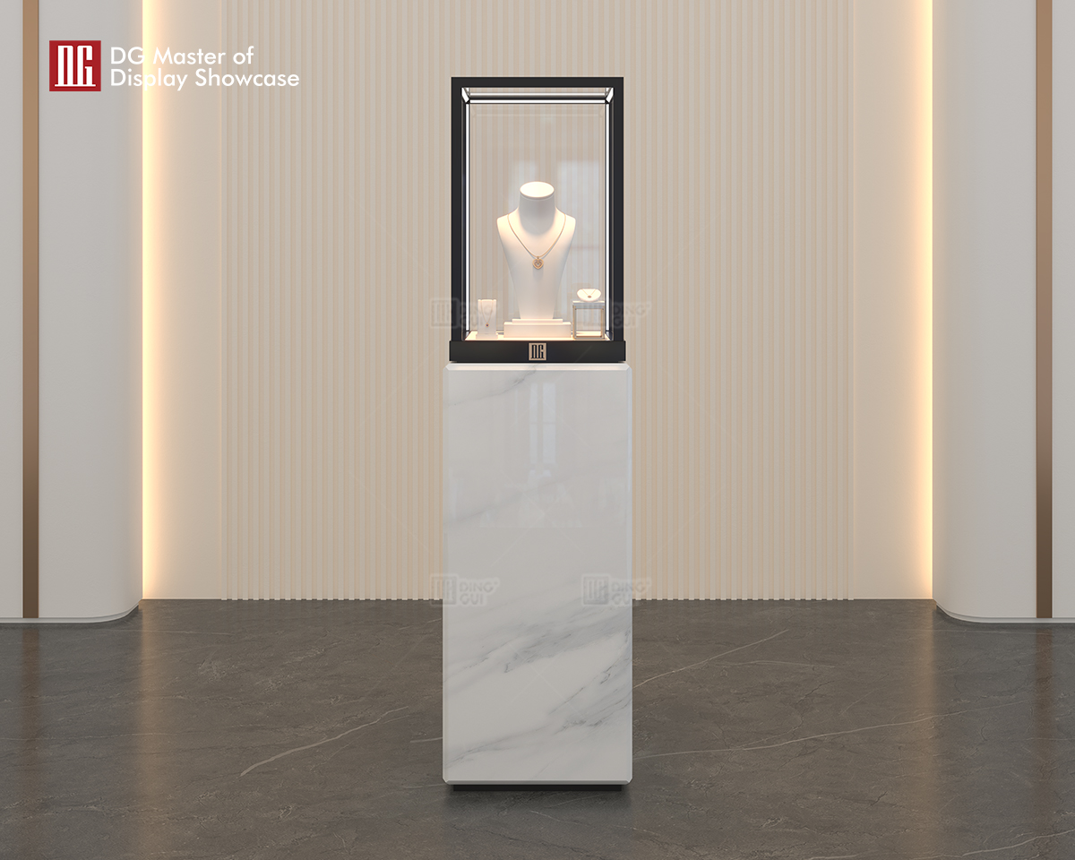 Luxury Upright Display Cabinet by DG: Premium Marble, Smart Lock, Adjustable Lighting | One-Stop Solution. 10