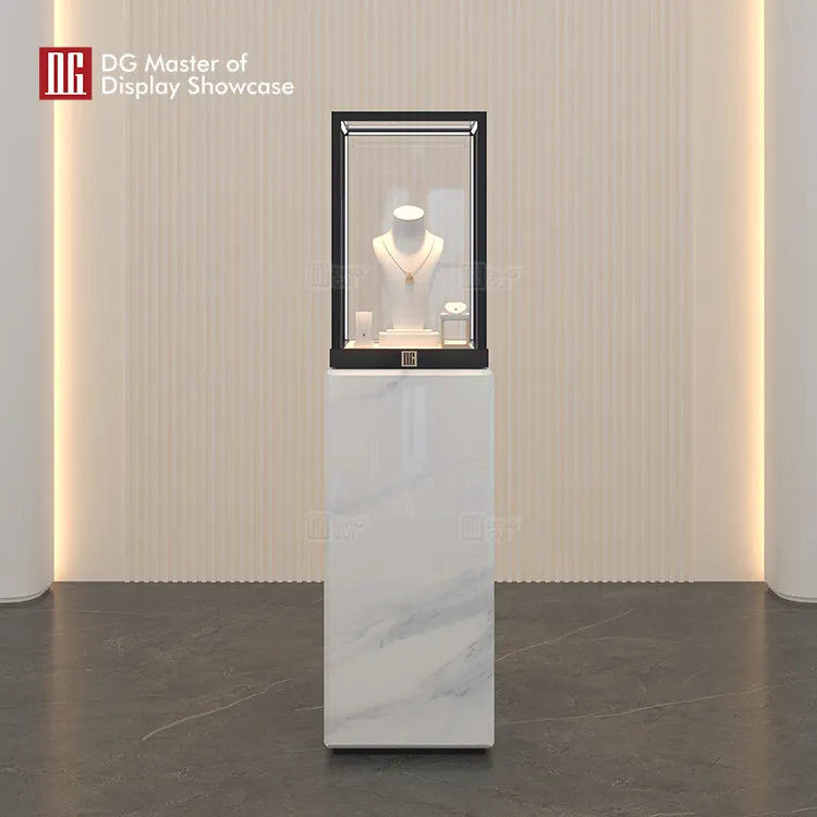 Luxury Upright Display Cabinet by DG: Premium Marble, Smart Lock, Adjustable Lighting | One-Stop Solution. 5