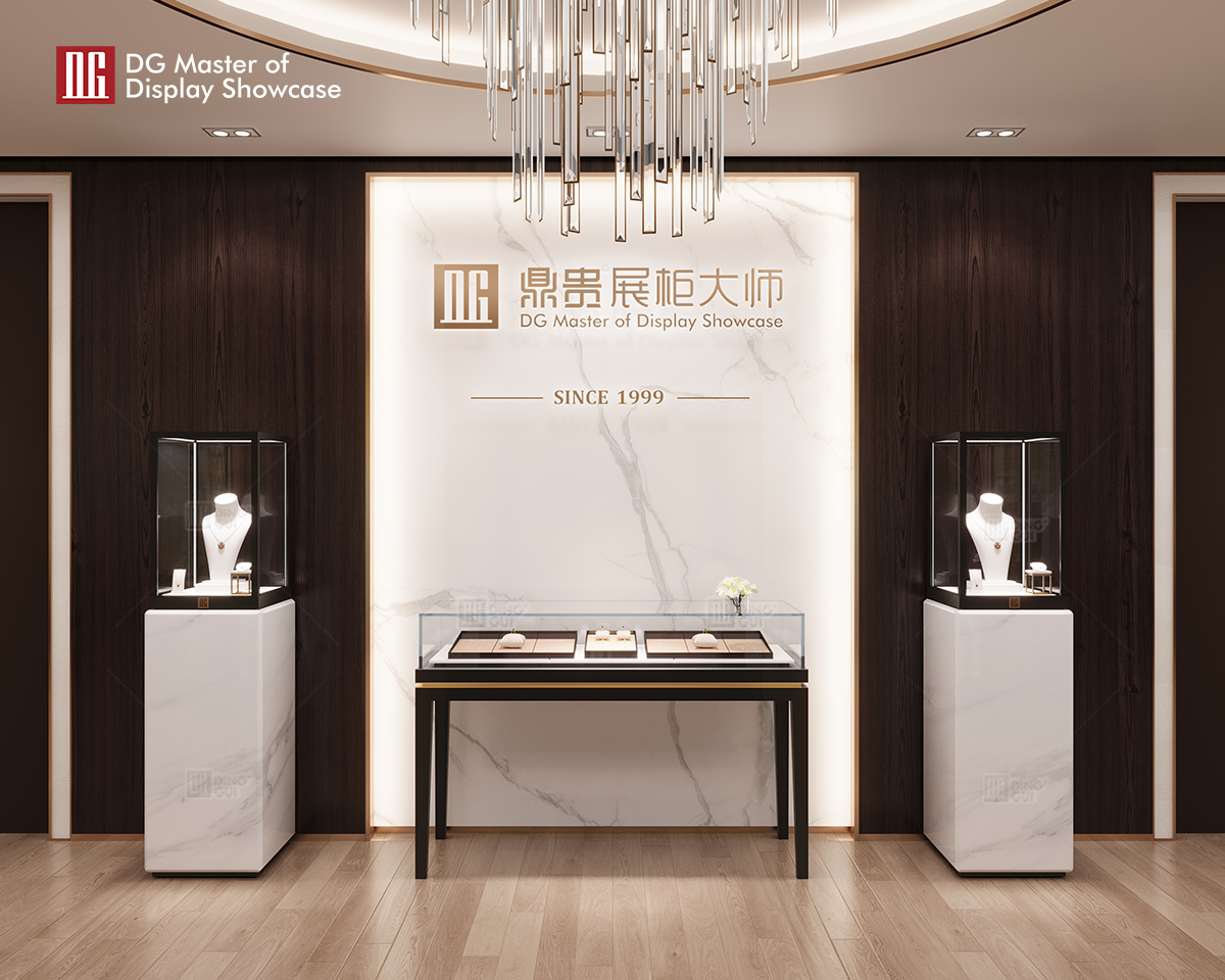 Luxury Upright Display Cabinet by DG: Premium Marble, Smart Lock, Adjustable Lighting | One-Stop Solution. 9