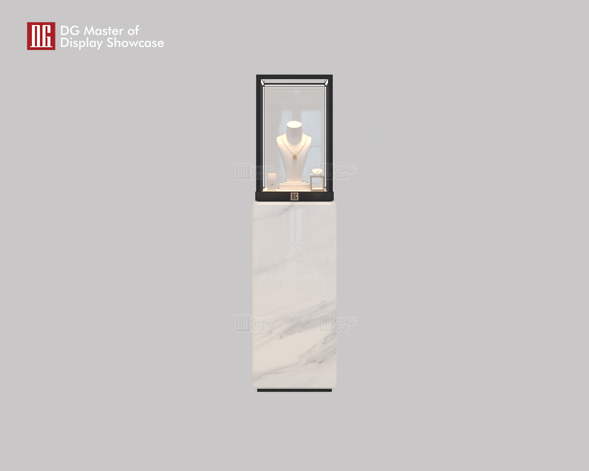 Luxury Upright Display Cabinet by DG: Premium Marble, Smart Lock, Adjustable Lighting | One-Stop Solution. 6