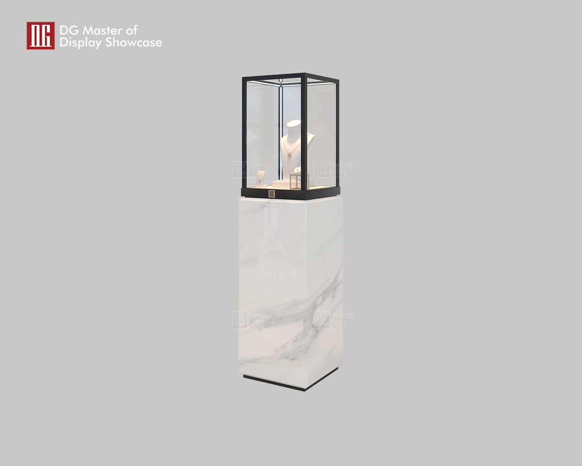 Luxury Upright Display Cabinet by DG: Premium Marble, Smart Lock, Adjustable Lighting | One-Stop Solution. 8