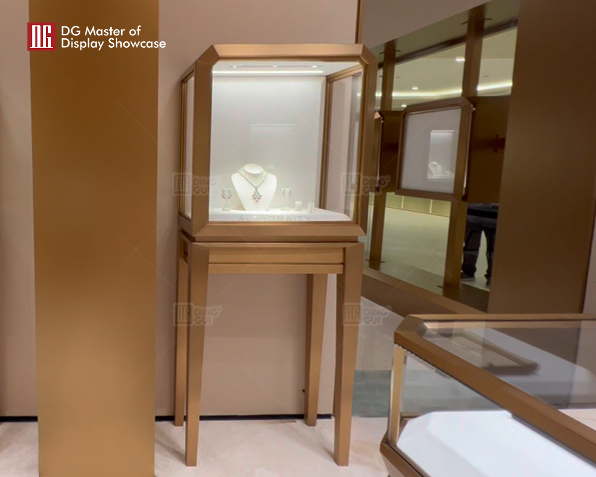 DG Showcase Attraktivt smykkedisplay i rustfrit stål til butiksvindue 10