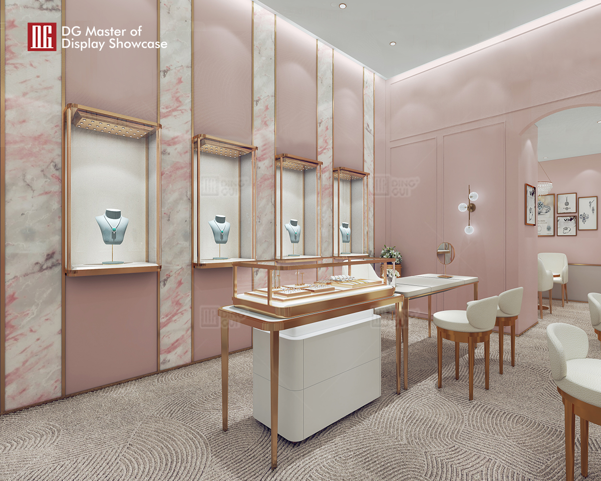 DG Showcase Udsøgt Luksus Smykkevægdisplay Showcase Detailbutik Brugerdefineret Design 10