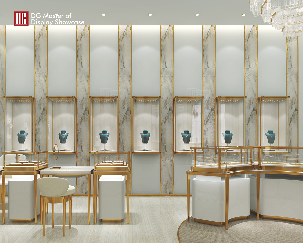 DG Showcase Udsøgt Luksus Smykkevægdisplay Showcase Detailbutik Brugerdefineret Design 8