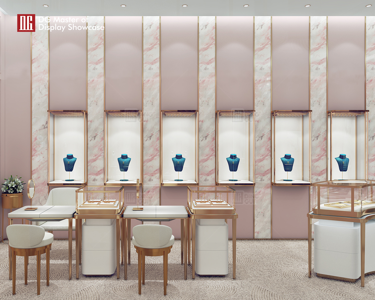 DG Showcase Udsøgt Luksus Smykkevægdisplay Showcase Detailbutik Brugerdefineret Design 9