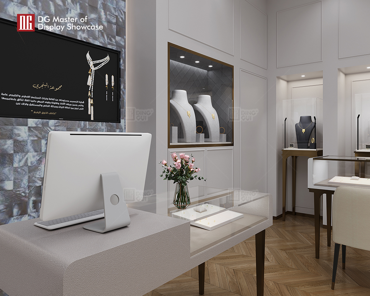 DG Showcase Απλό Σχεδιασμό Πολυτελή Κοσμήματα Ρολόι Τοίχου Βιτρίνα Εσωτερικής Διακόσμησης 9