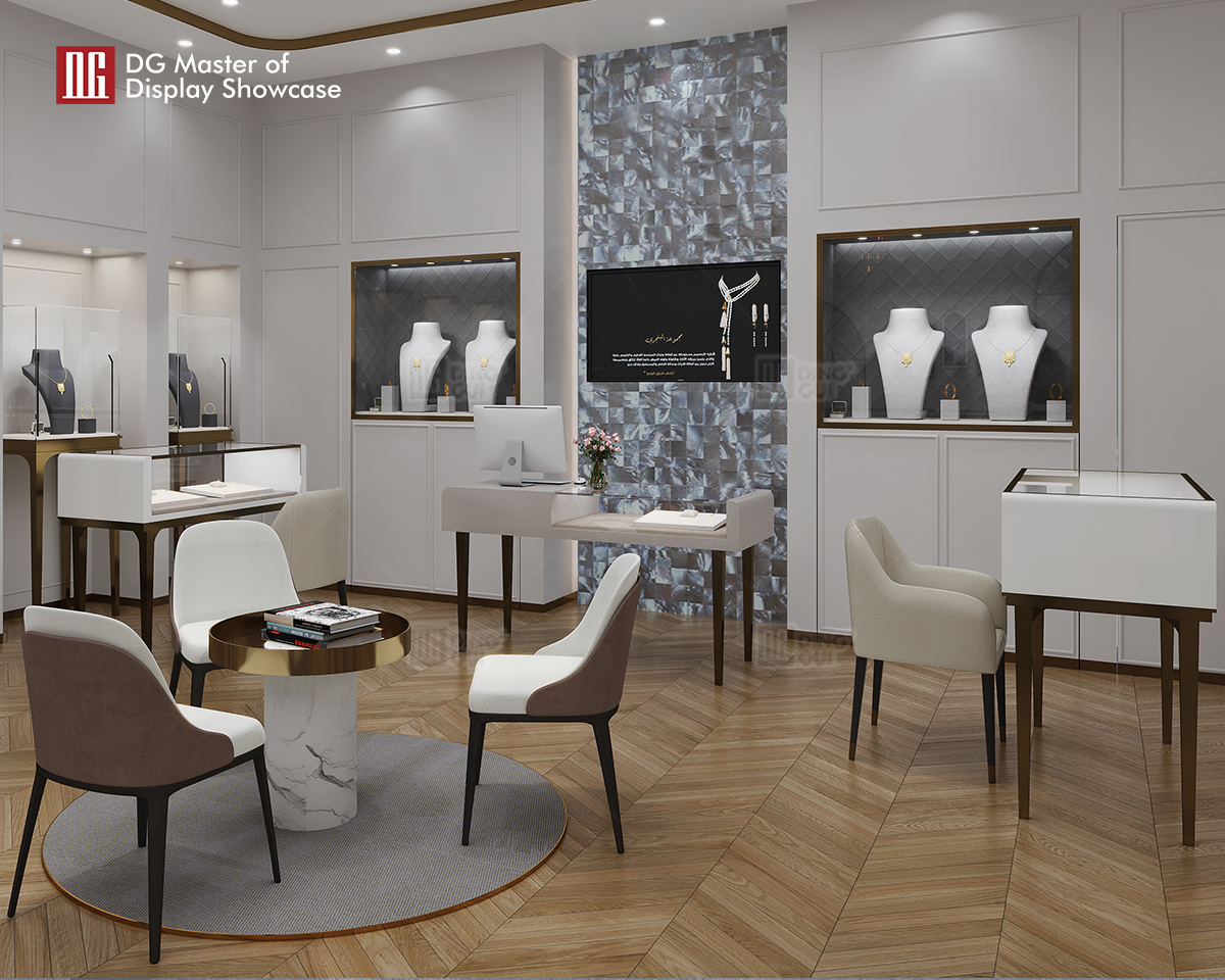 DG Showcase Απλό Σχεδιασμό Πολυτελή Κοσμήματα Ρολόι Τοίχου Βιτρίνα Εσωτερικής Διακόσμησης 8