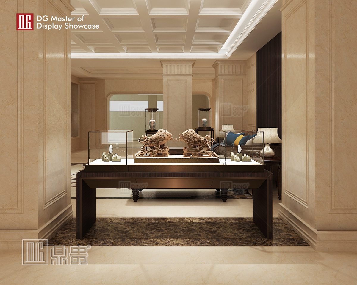 DG-montre Brugerdefineret luksusglasudstillingsmontre Butiksindretning 10