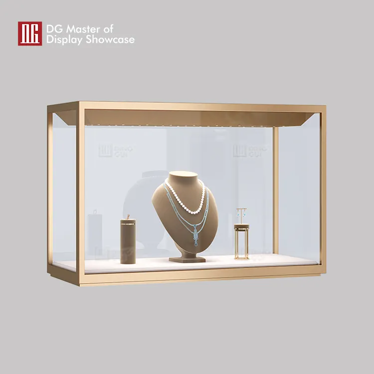 Gold Brushed Stainless Steel Jewelry & Watch Display Cabinet 2