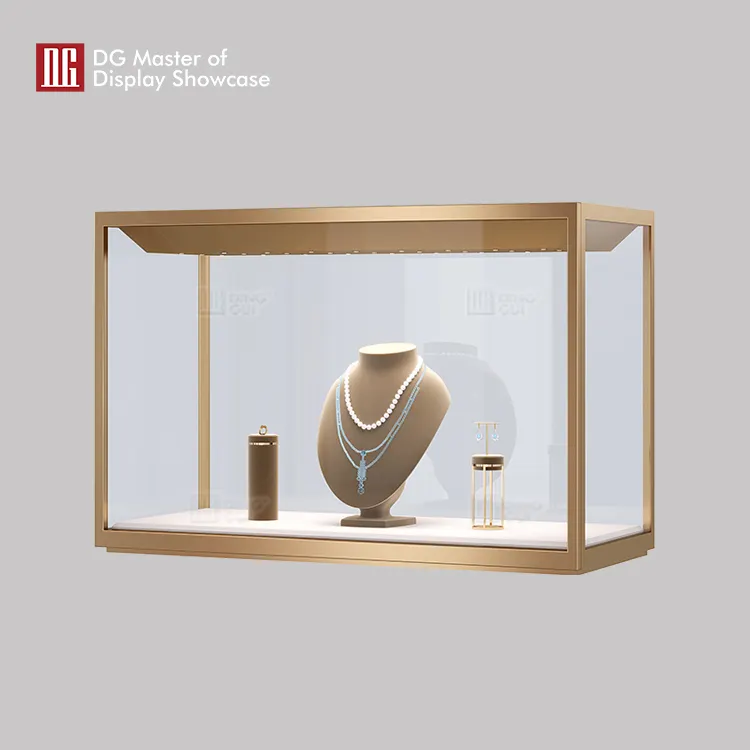 Gold Brushed Stainless Steel Jewelry & Watch Display Cabinet 3