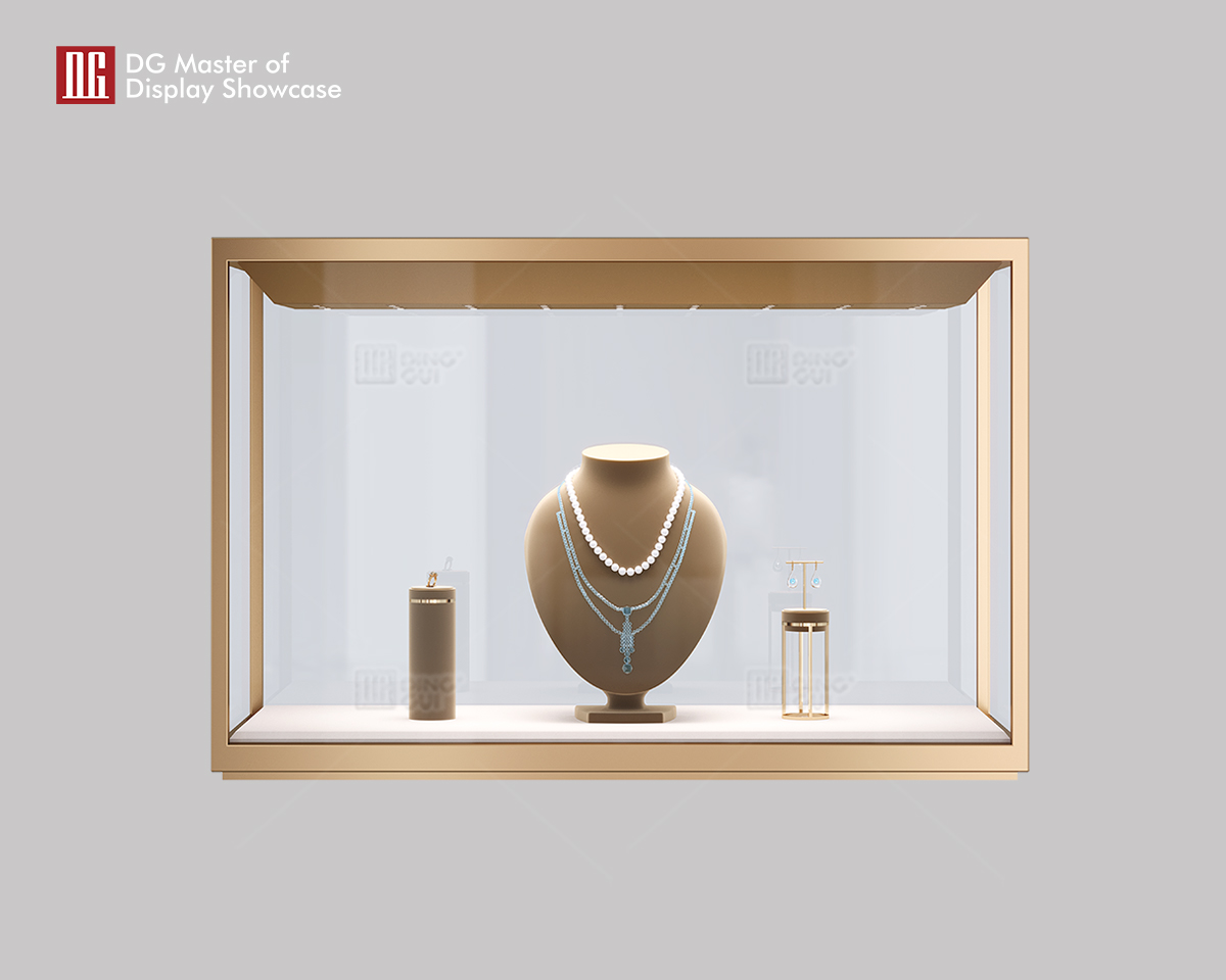 Gold Brushed Stainless Steel Jewelry & Watch Display Cabinet 6