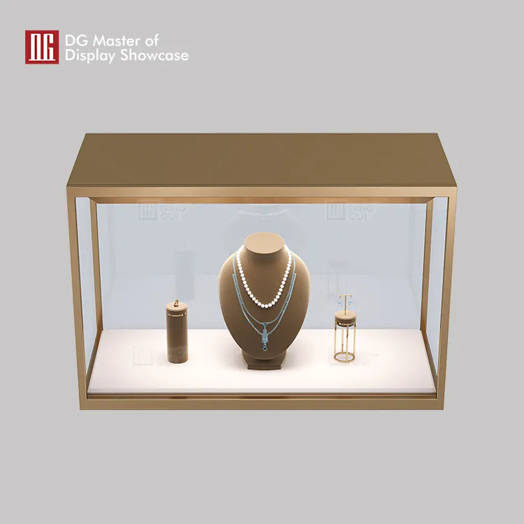 Gold Brushed Stainless Steel Jewelry & Watch Display Cabinet 4