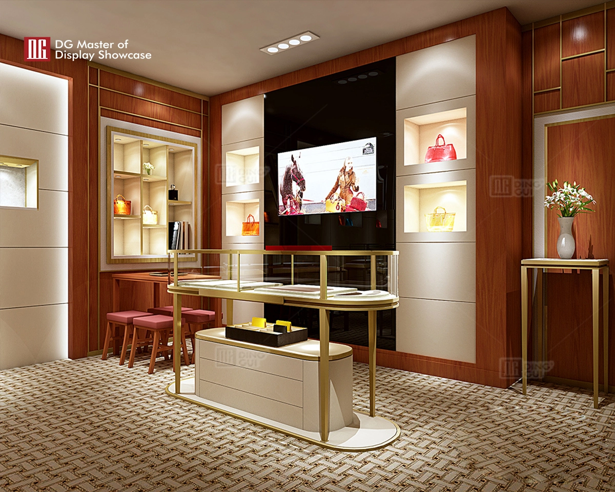 DG showcase luxury high quality handbag display cabinet custom design for retail store 1