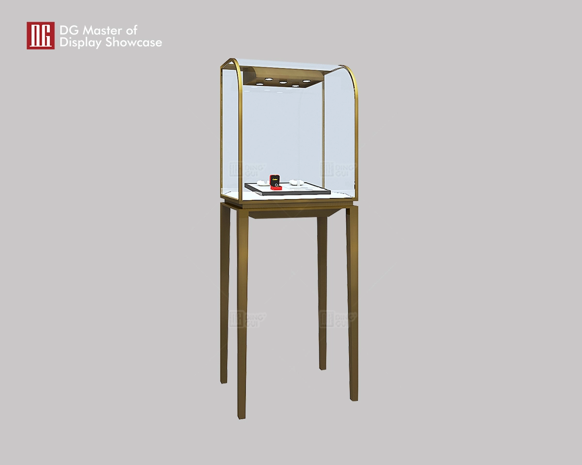 DG Showcase Luksus Klassisk Smykke-Ure Display Showcase Guld Rustfrit Stål Displayskabe 1