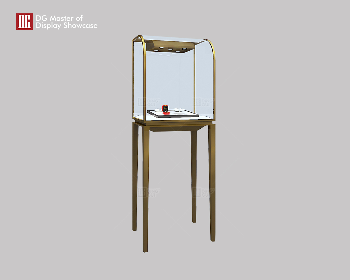 DG Showcase Luksus Klassisk Smykke-Ure Display Showcase Guld Rustfrit Stål Displayskabe 6