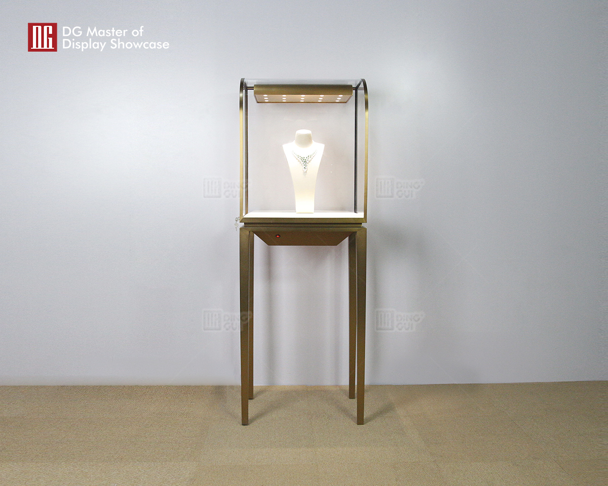 DG Showcase Luksus Klassisk Smykke-Ure Display Showcase Guld Rustfrit Stål Displayskabe 8