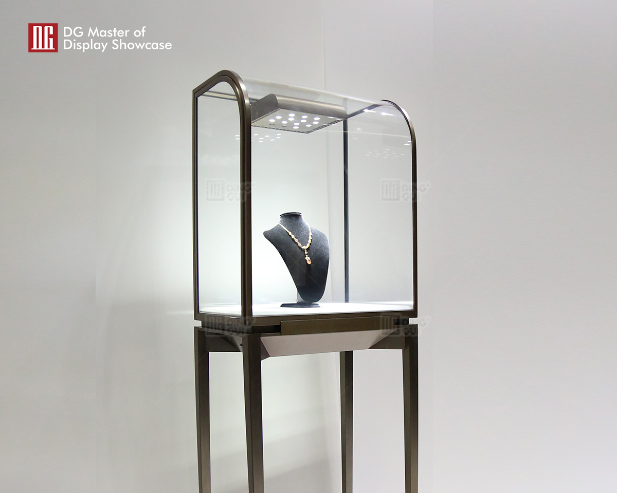 DG Showcase Luksus Klassisk Smykke-Ure Display Showcase Guld Rustfrit Stål Displayskabe 7