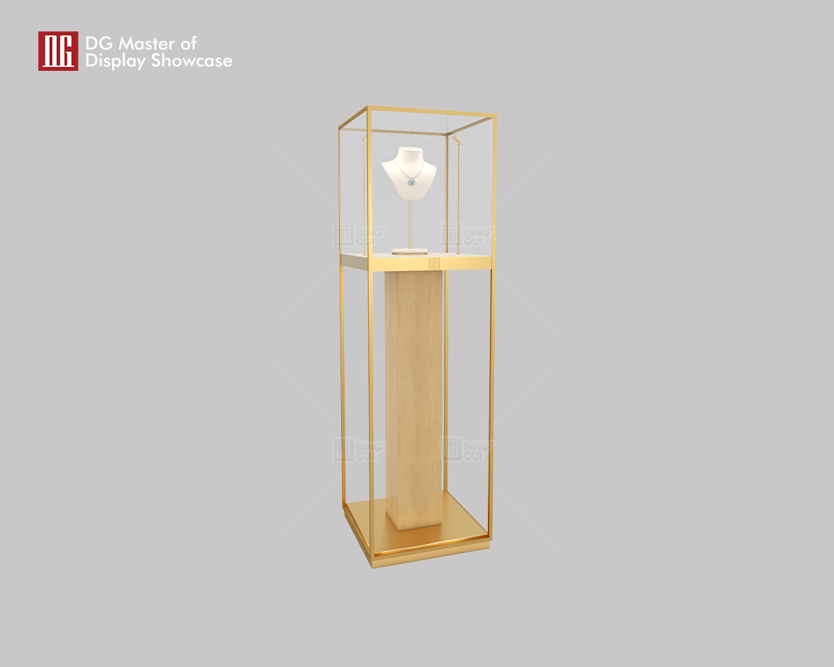 Luxury Marble Jewelry Showcase - Upright Glass Display Cabinet 7