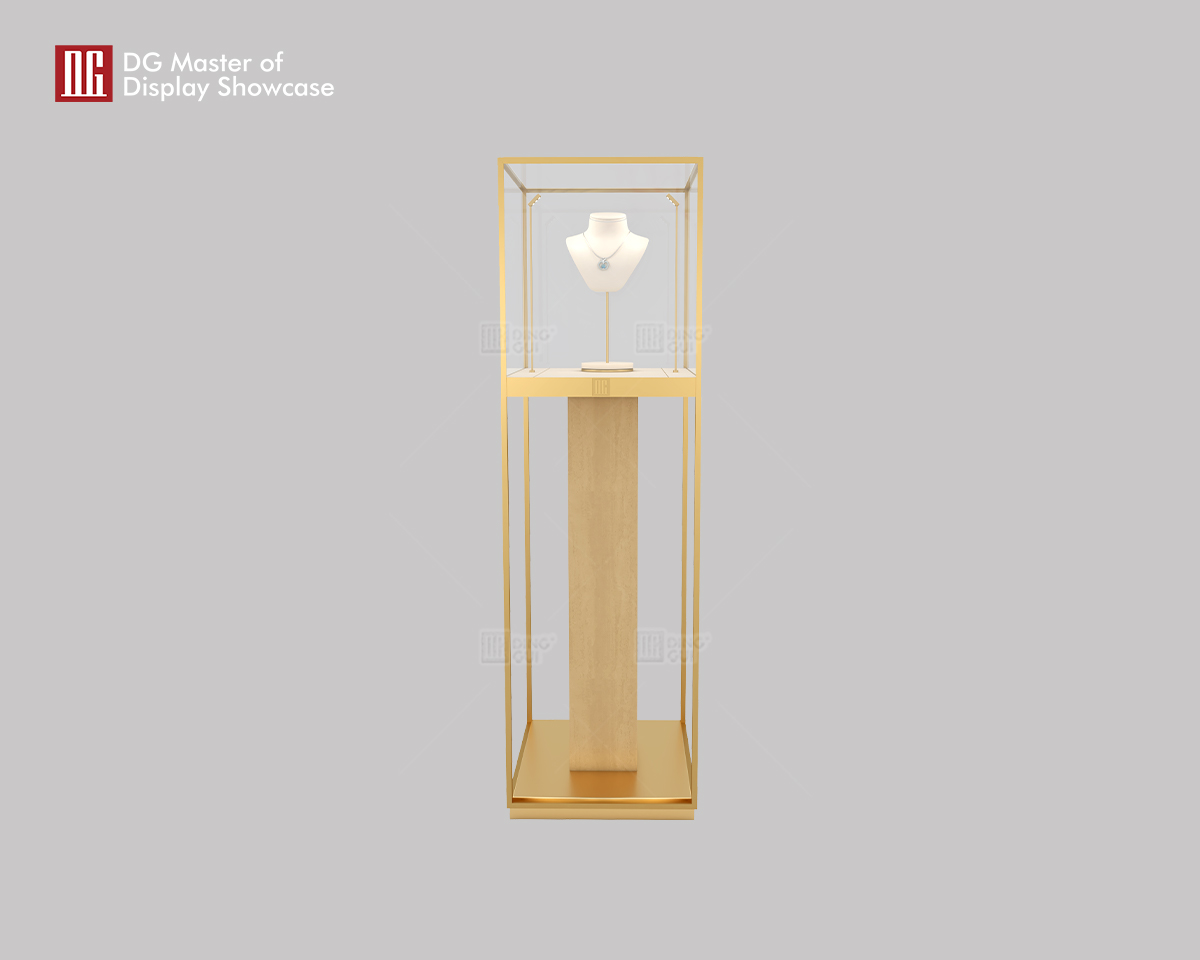 Luxury Marble Jewelry Showcase - Upright Glass Display Cabinet 6