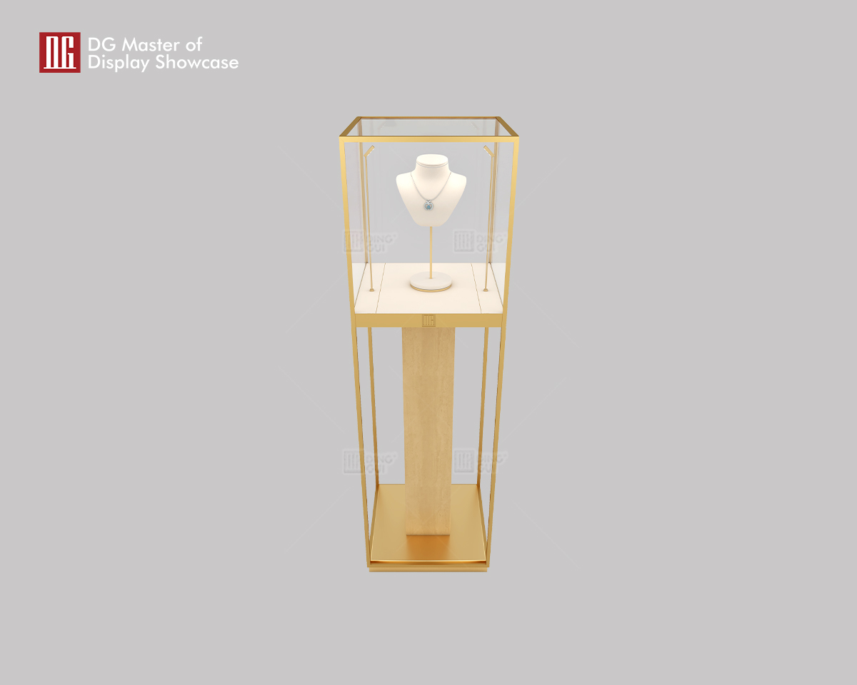 Luxury Marble Jewelry Showcase - Upright Glass Display Cabinet 9