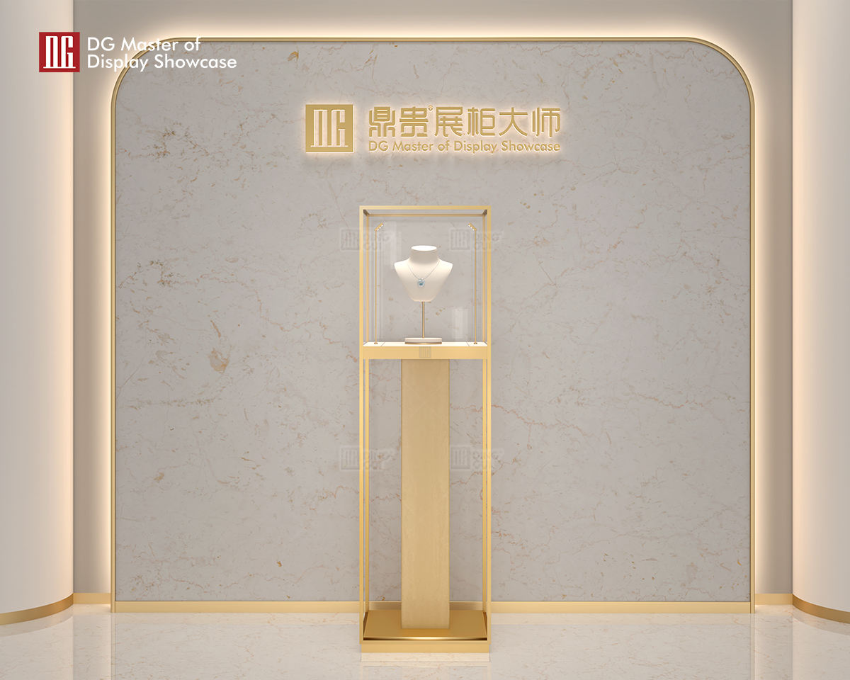 Luxury Marble Jewelry Showcase - Upright Glass Display Cabinet 10