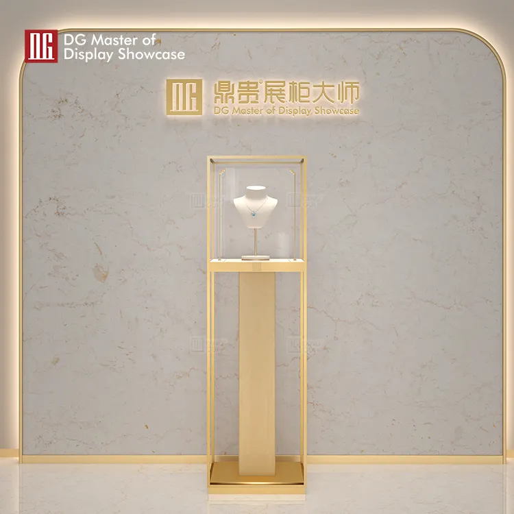 Luxury Marble Jewelry Showcase - Upright Glass Display Cabinet 5