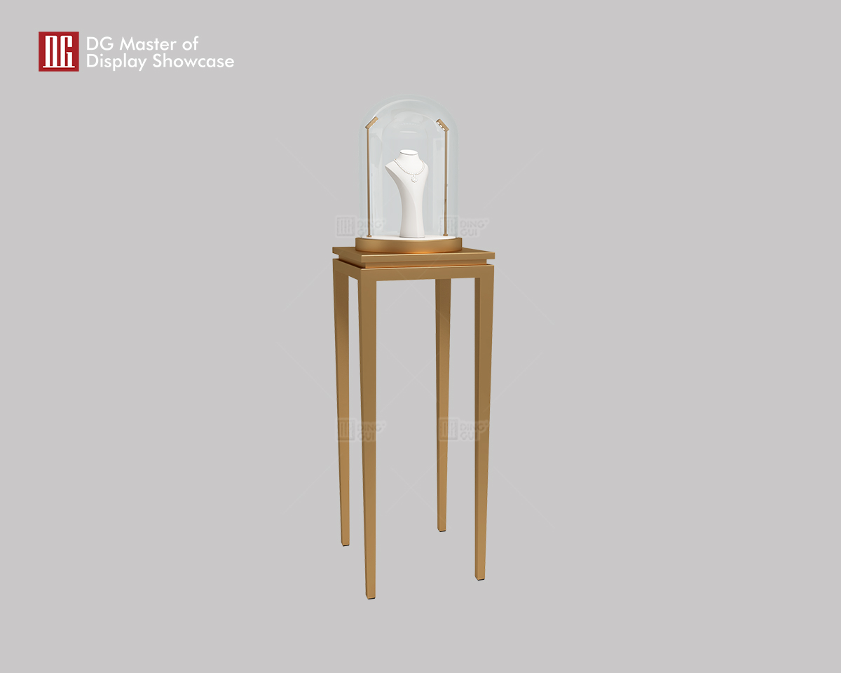 DG High-End Unique Brass Brushed Stainless Steel Jewelry Watch Upright Display Showcase 7