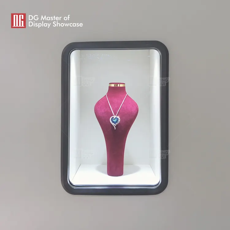 Luxury Sensor-Opening Wall Display Cabinet with Smart Lighting & Orange Leather Accents 2