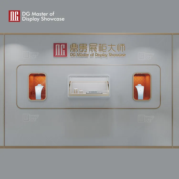 Luxury Sensor-Opening Wall Display Cabinet with Smart Lighting & Orange Leather Accents 4