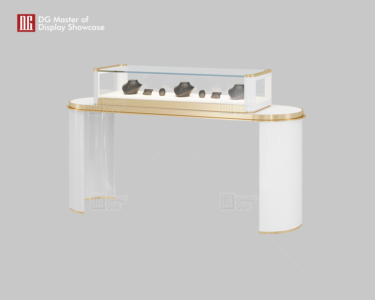 Vitrína DG Display, horúci výpredaj, biela lesklá farba, luxusná vitrína na šperky a hodinky 8