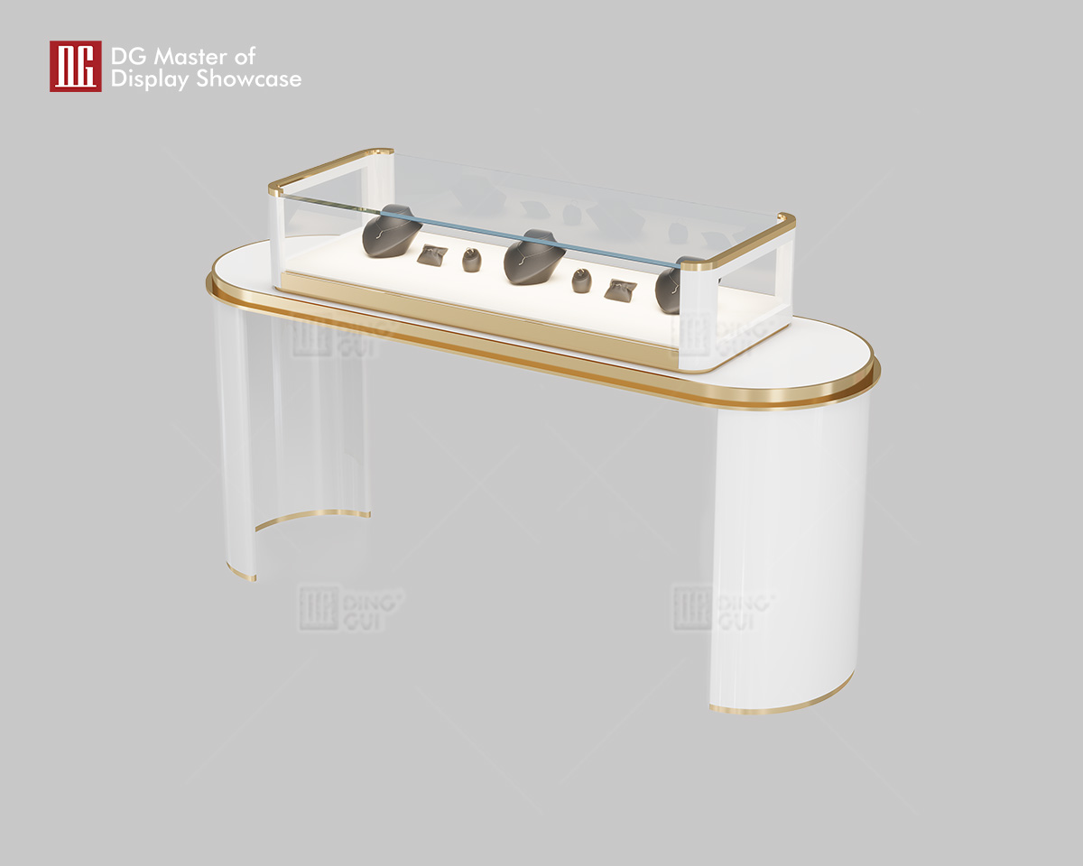 Vitrína DG Display, horúci výpredaj, biela lesklá farba, luxusná vitrína na šperky a hodinky 9
