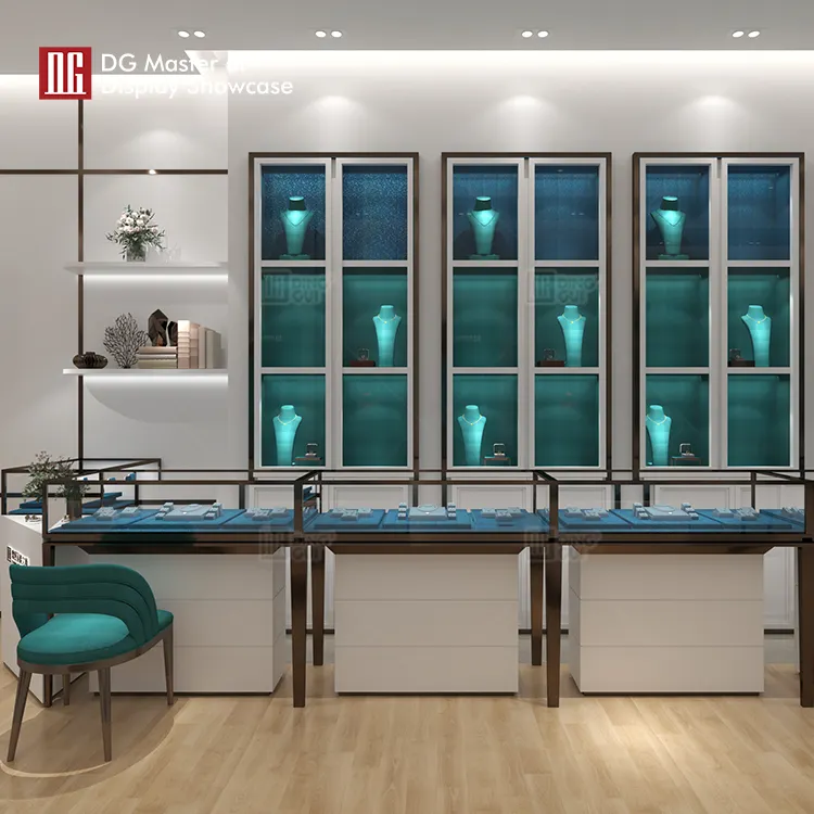 High-End Jewelry Display Cabinet by DG Showcase: Stainless Steel, Leather, Smart Features 2