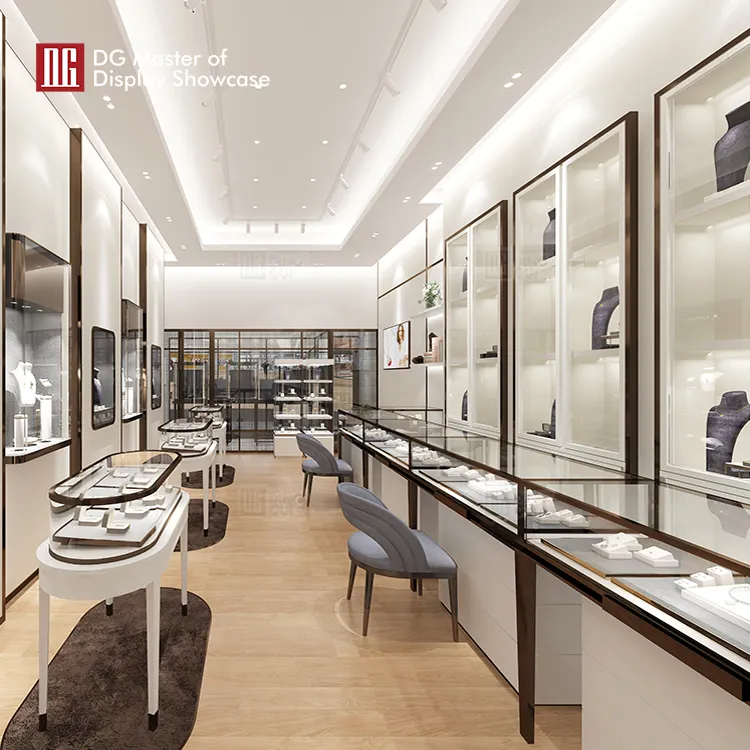 High-End Jewelry Display Cabinet by DG Showcase: Stainless Steel, Leather, Smart Features 4