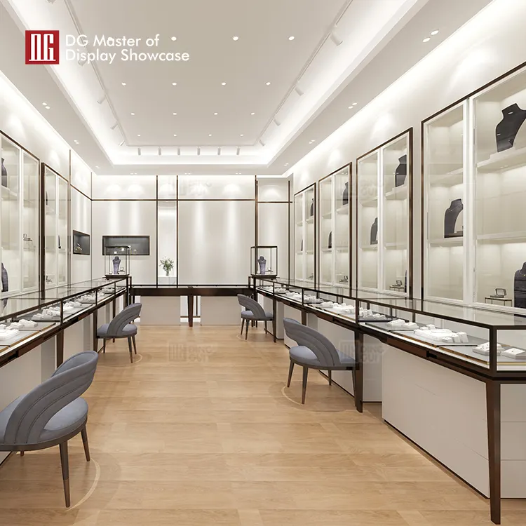 High-End Jewelry Display Cabinet by DG Showcase: Stainless Steel, Leather, Smart Features 3