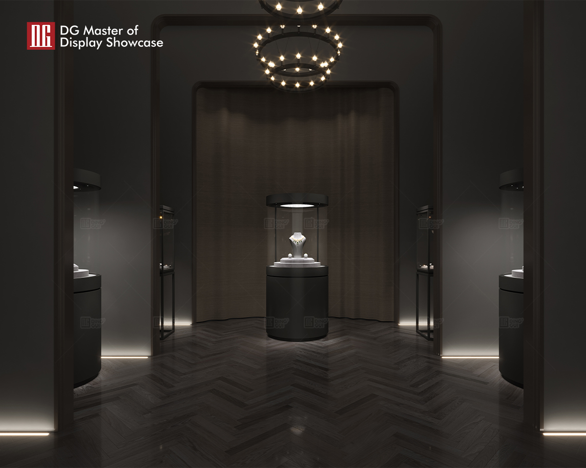 Luxury Cylindrical Jewelry Display Case - DG Showcase 10