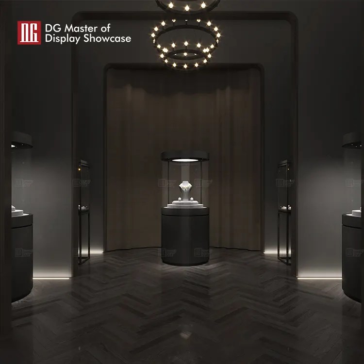 Luxury Cylindrical Jewelry Display Case - DG Showcase 5