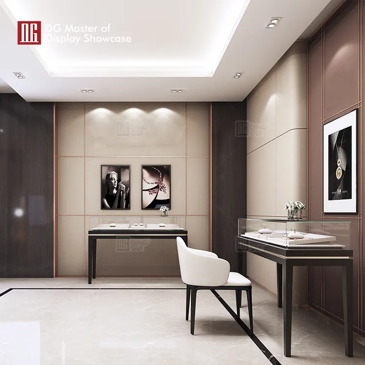 High-End Jewelry Watch Showcase with Black Design and Adjustable Lighting 4