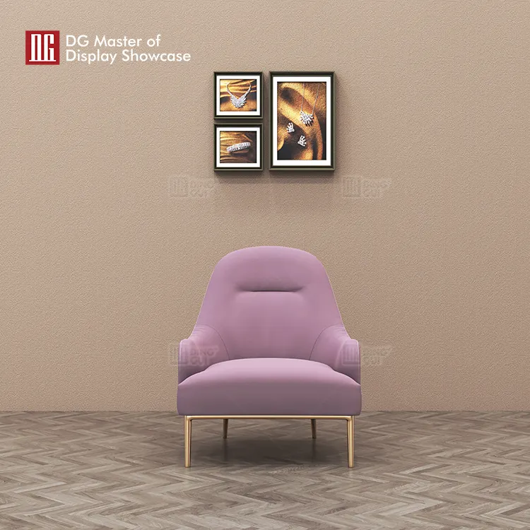 Luxury Purple Leather & Gold Metal Jewelry Display Chair. Contact for More Info! 5