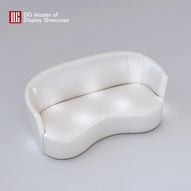 High-Quality White Leather Sofa for Luxury Jewelry Stores 2