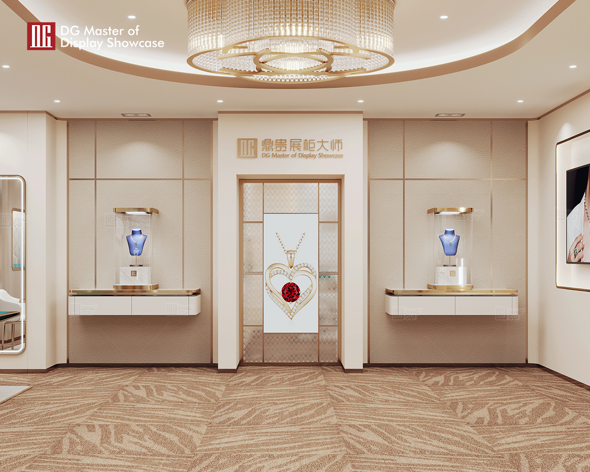 Luxurious Jewelry Hanging Showcase: Secure, Adjustable Lighting & Marble Accents 9