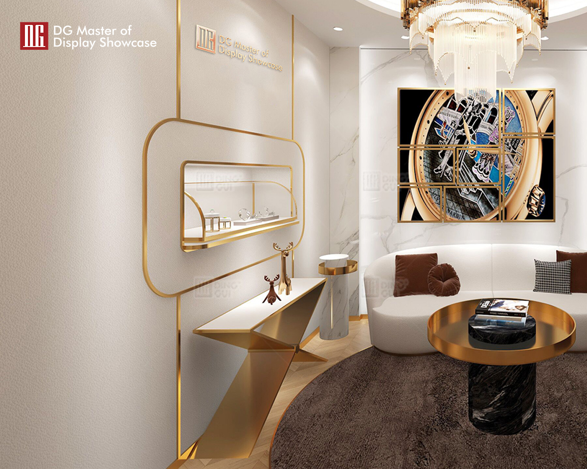 Vitrína DG, luxusná šperkovnica na mieru, nástenná skrinka na hodinky, vitrína, interiérový dizajn 10