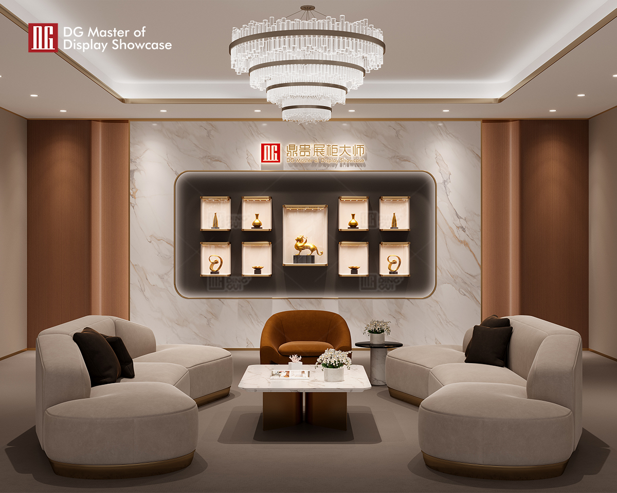 Marangyang marble na alahas na nakadikit sa dingding na kumbinasyon ng display cabinet 10