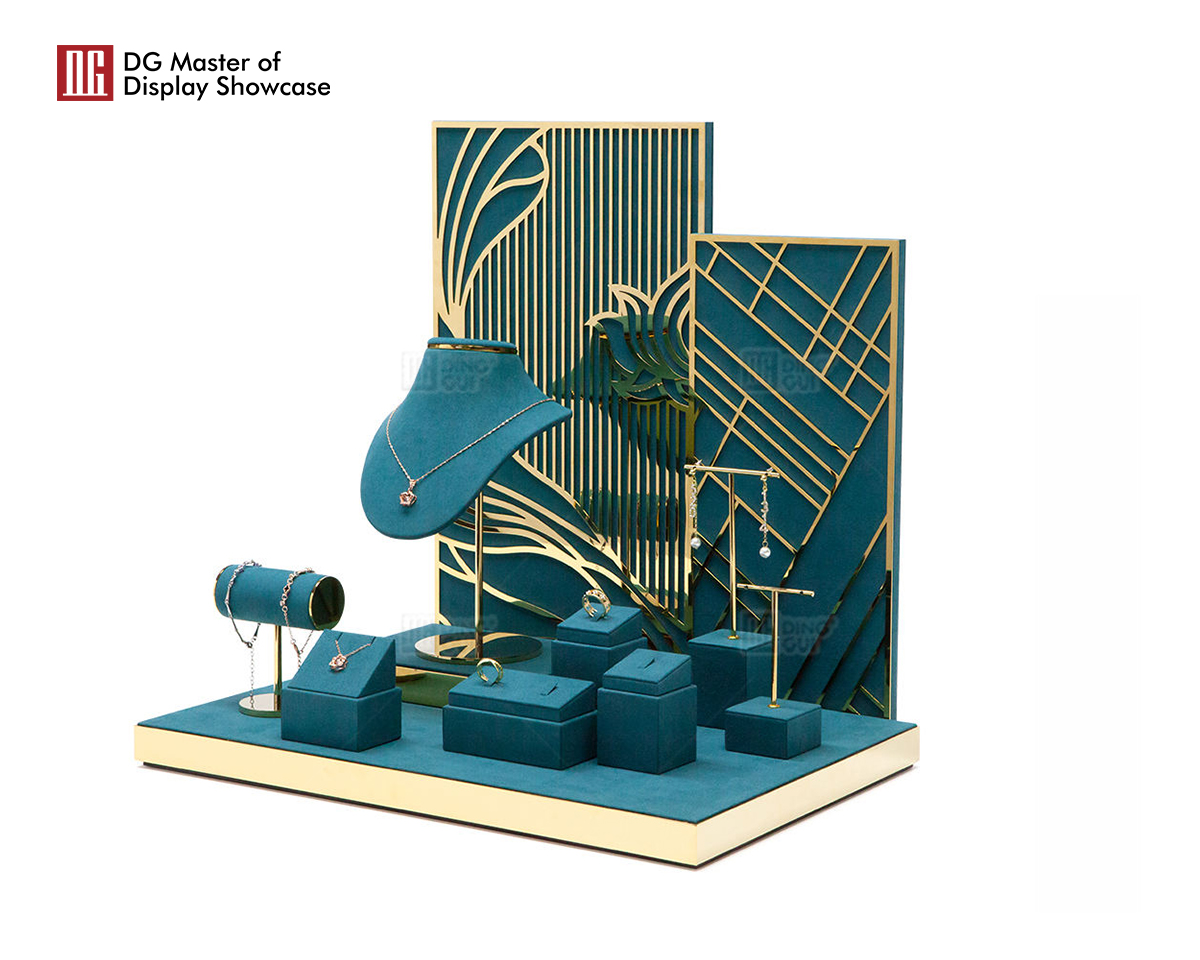 Velvet-Lined Stainless Steel Jewelry Display Rack 8