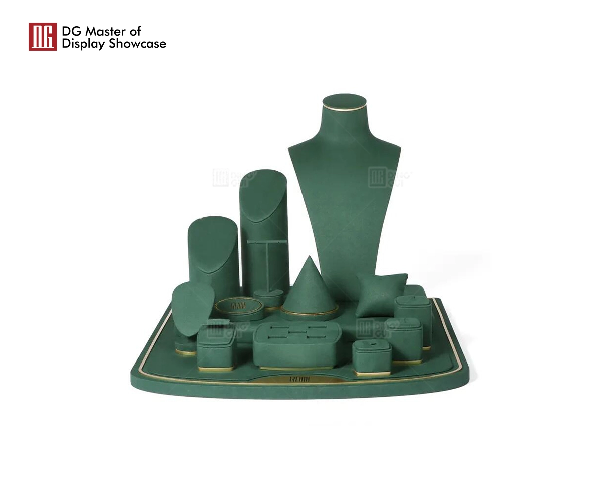 Tilpassede håndlavede fløjlsmykker Display rekvisitter Brugerdefineret luksus smykkedisplay stativsæt til butik 1