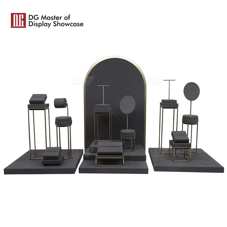 Luxurious Stainless Steel Velvet Jewelry Display Set 5