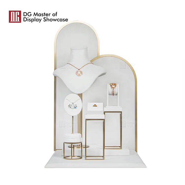 Luxurious Stainless Steel Velvet Jewelry Display Set 4