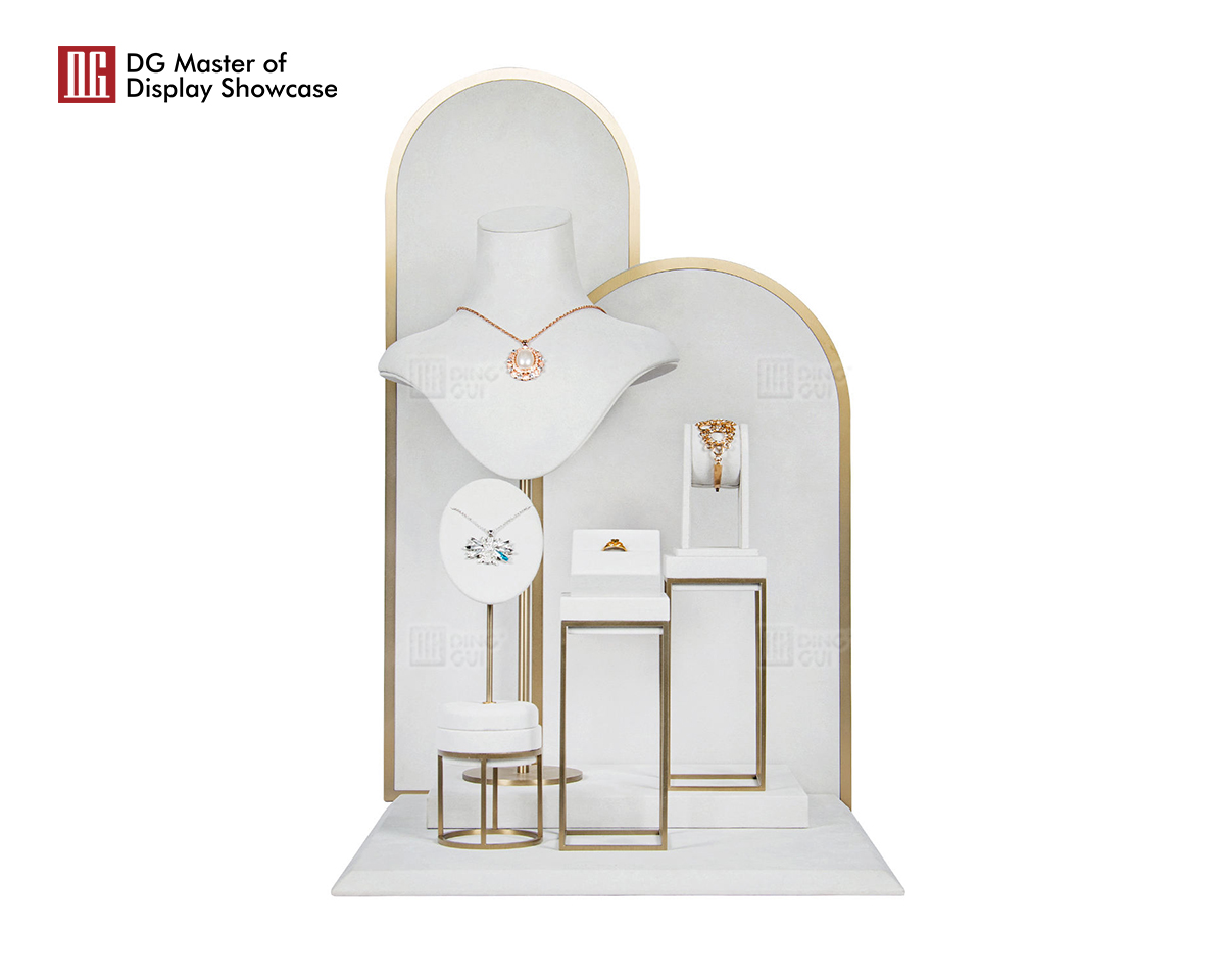 DG Showcase Luxury Jewelry Display Props Bracelet Earrings Ring Necklace Stand Set With Bust 9