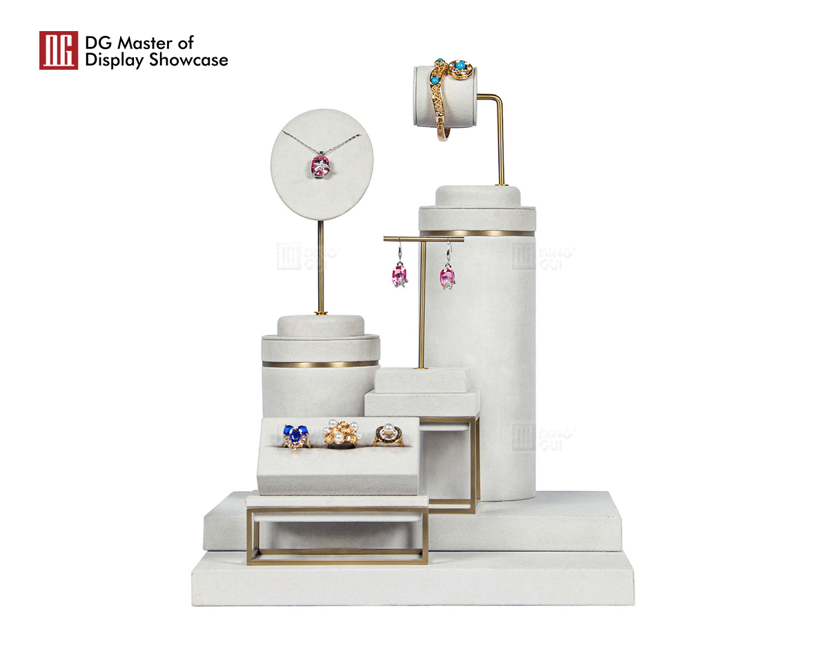 DG Showcase Luxury Jewelry Display Props Bracelet Earrings Ring Necklace Stand Set With Bust 7