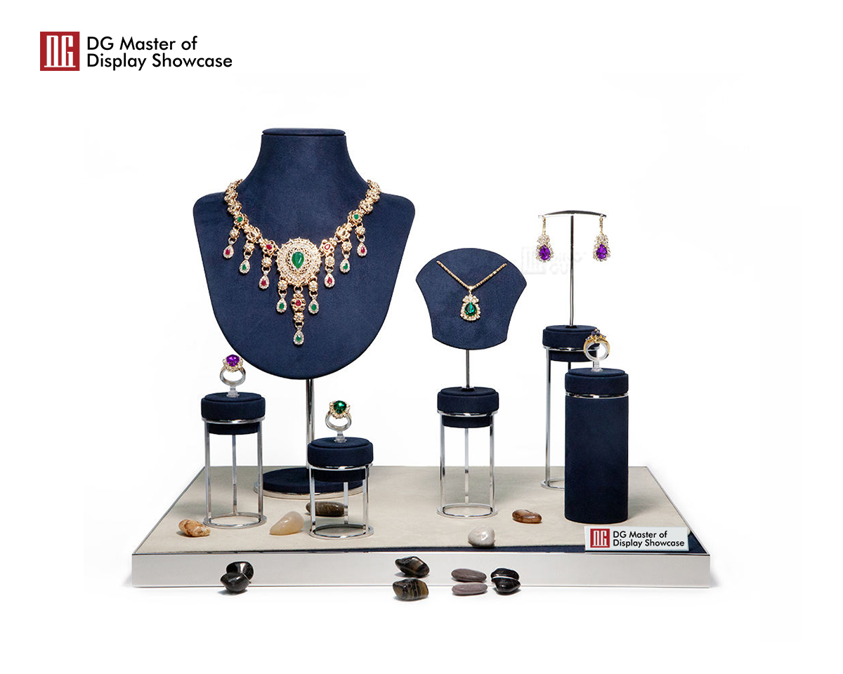 DG Showcase Luxuriosa anulorum ostentatio ferculum inaures ostentationis basis pendentis ornamentis pro taberna gemmarum Novum Stylum 7